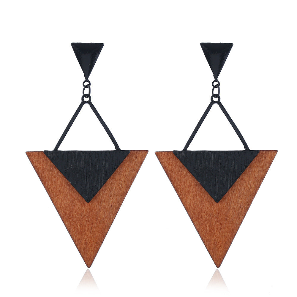 Creative Fashion Vintage Alloy Wooden Earrings