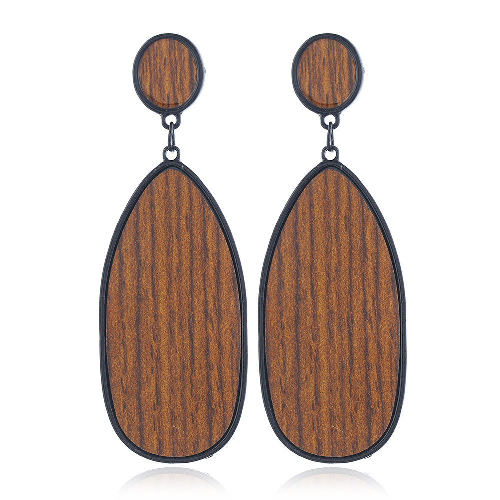 Creative Fashion Vintage Alloy Wooden Earrings