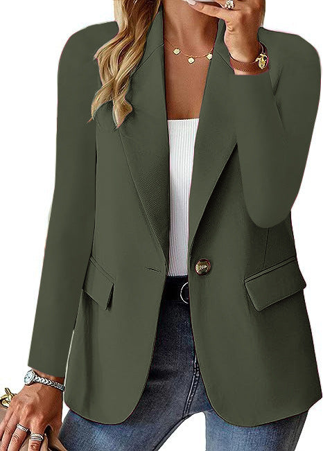 Women's Long-sleeved Solid Color Cardigan Suit Jacket