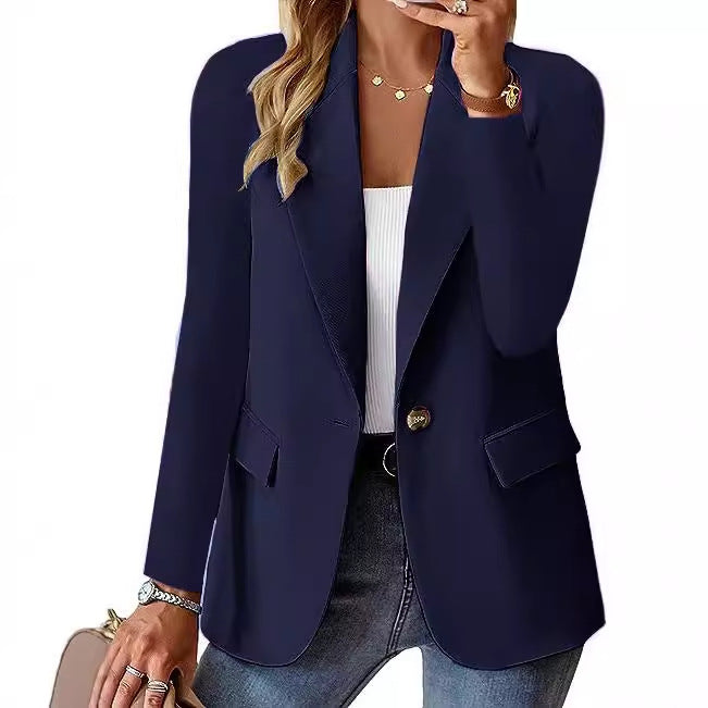 Women's Long-sleeved Solid Color Cardigan Suit Jacket