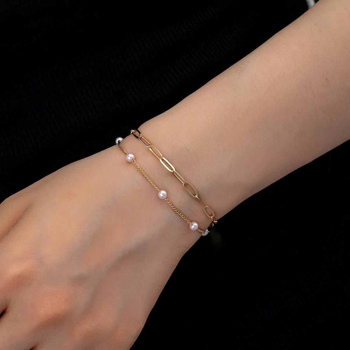 Double-layer Pearl Bracelet Fashion Simple