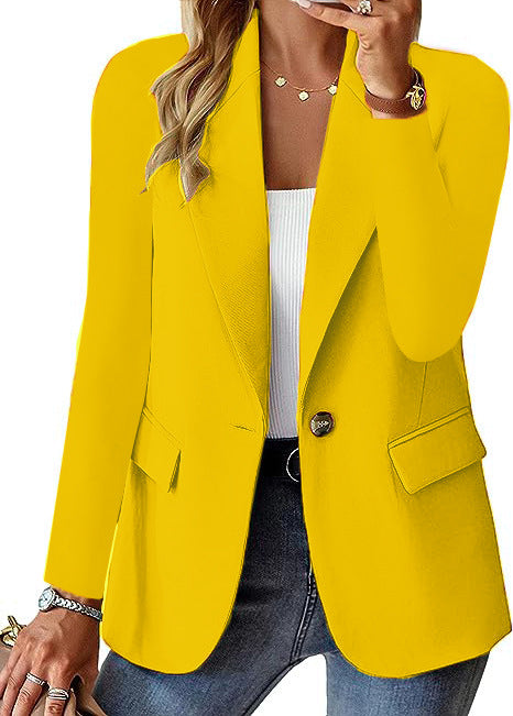 Women's Long-sleeved Solid Color Cardigan Suit Jacket