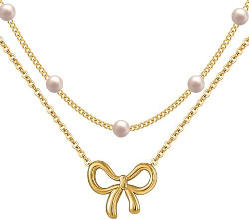 Women's Minimalist And Versatile Pearl Bow Necklace