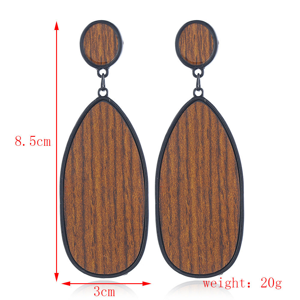 Creative Fashion Vintage Alloy Wooden Earrings